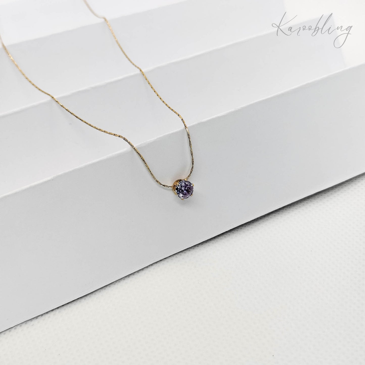 14k gold plated round cut birthstone necklace - june