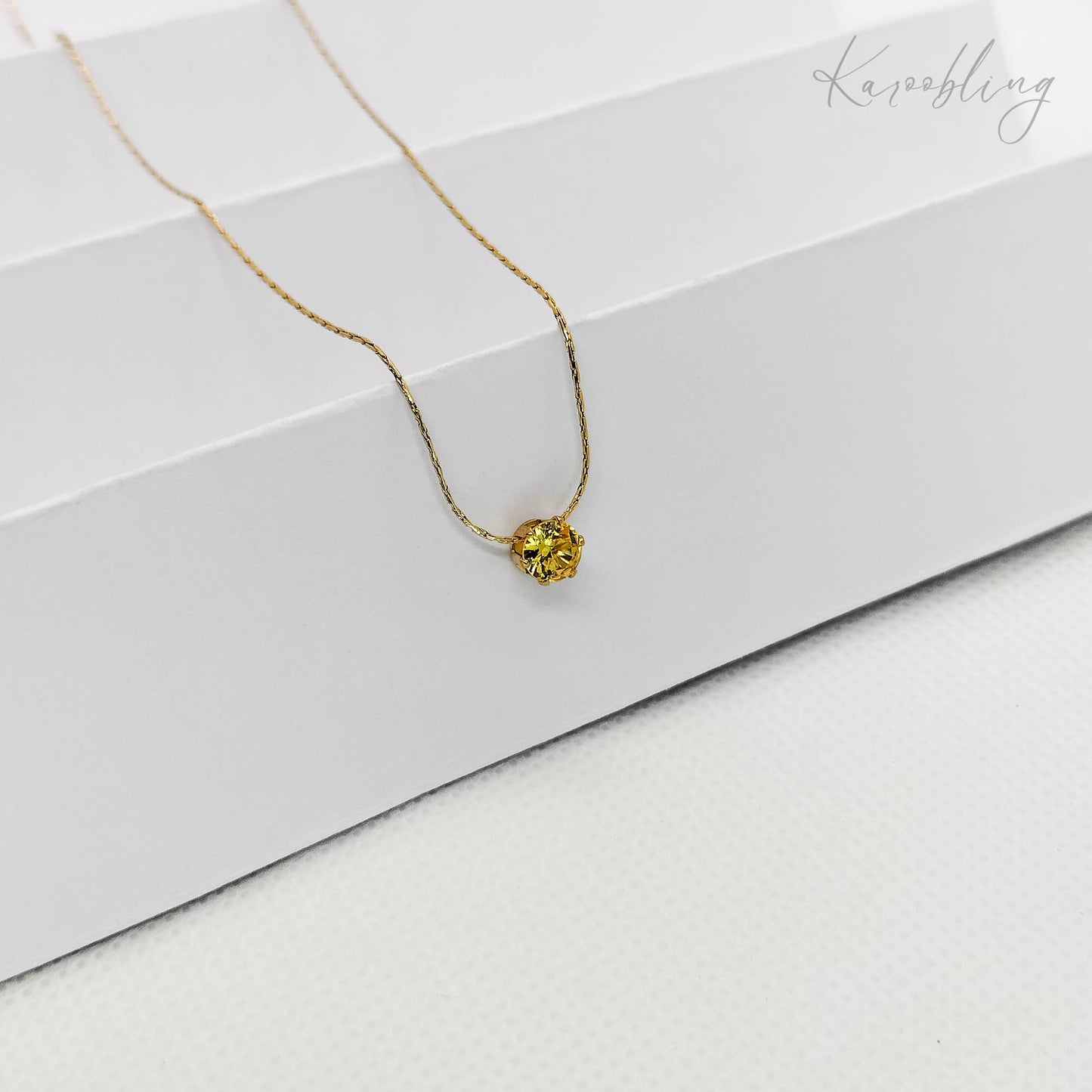 14k gold plated round cut birthstone necklace - november