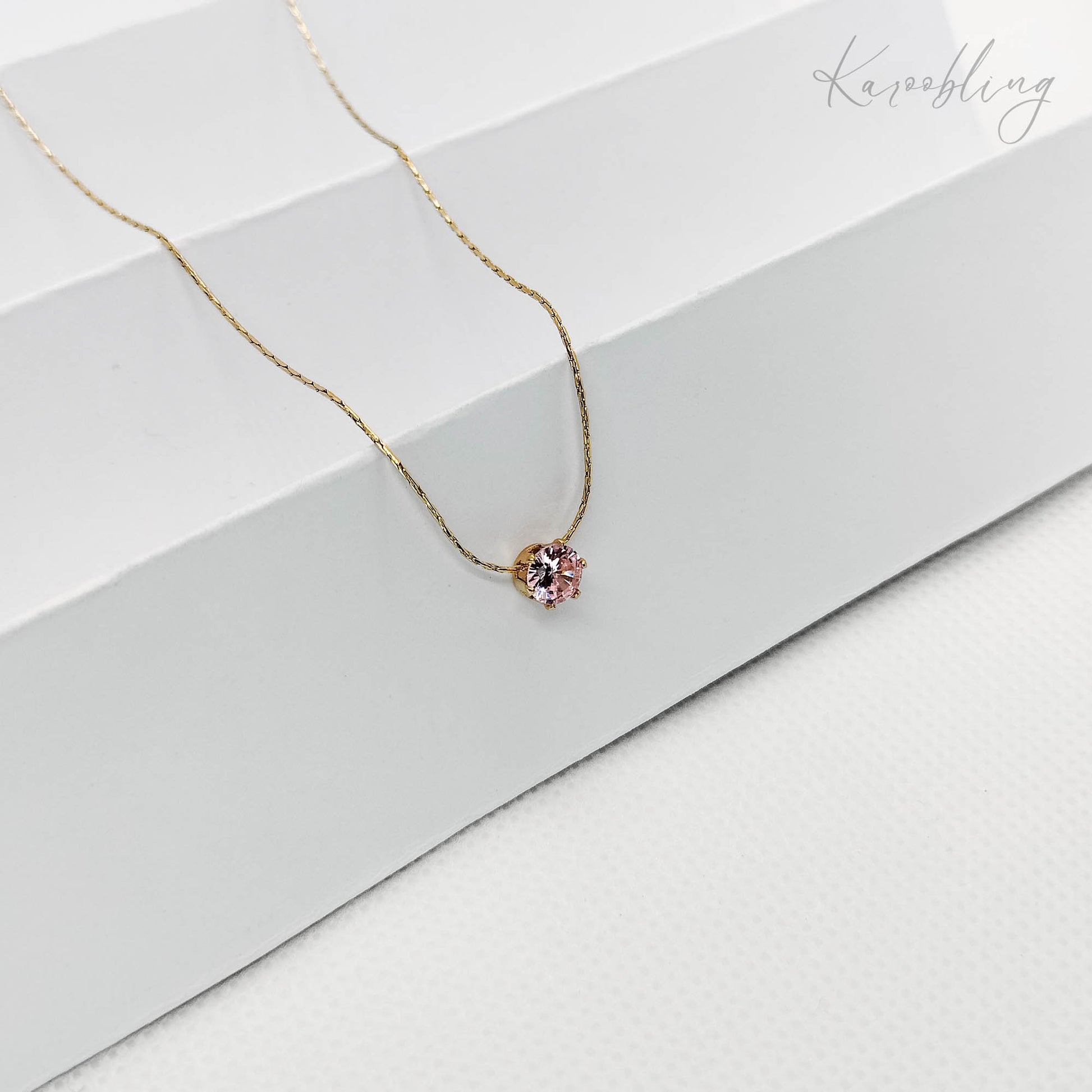 14k gold plated round cut birthstone necklace - october