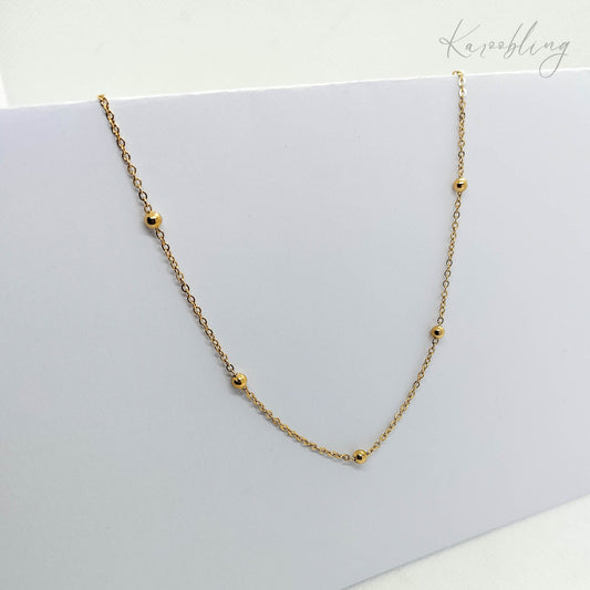 18K Gold Plated Beaded Delicate Chain Necklace