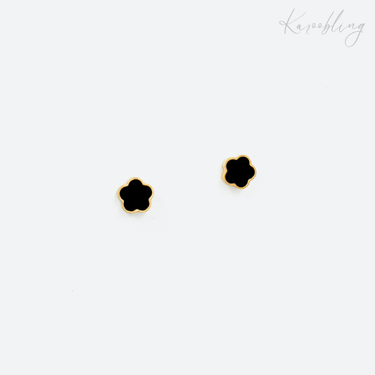 18k gold plated black clover stud earrings (water & tarnish proof)