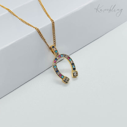 18K Gold Plated Celestial Harmony Horseshoe Necklace