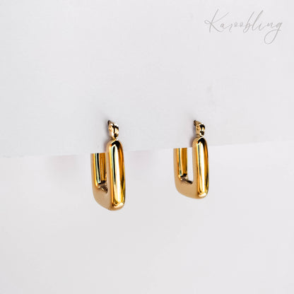 18K Gold Plated Chunky Rectangular Hoop Earrings