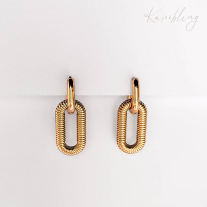 18K Gold Plated Chunky Texture Chain Earrings