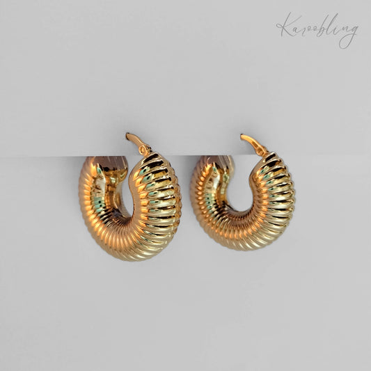 18K Gold Plated Texturized Hoop Earrings
