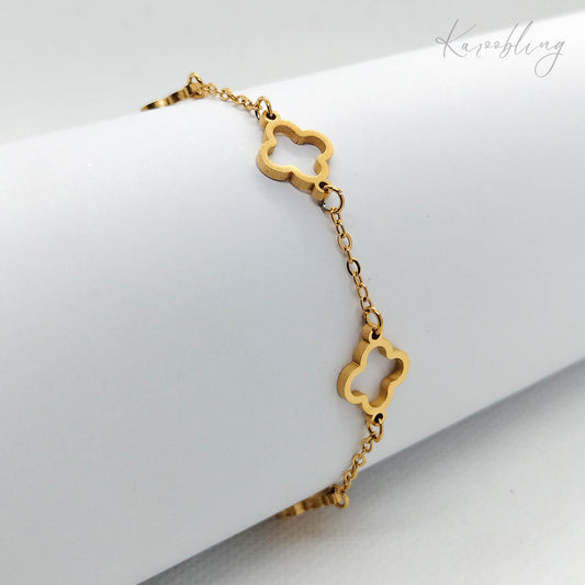 18K Gold Plated Clover Bracelet Karoobling Jewelry