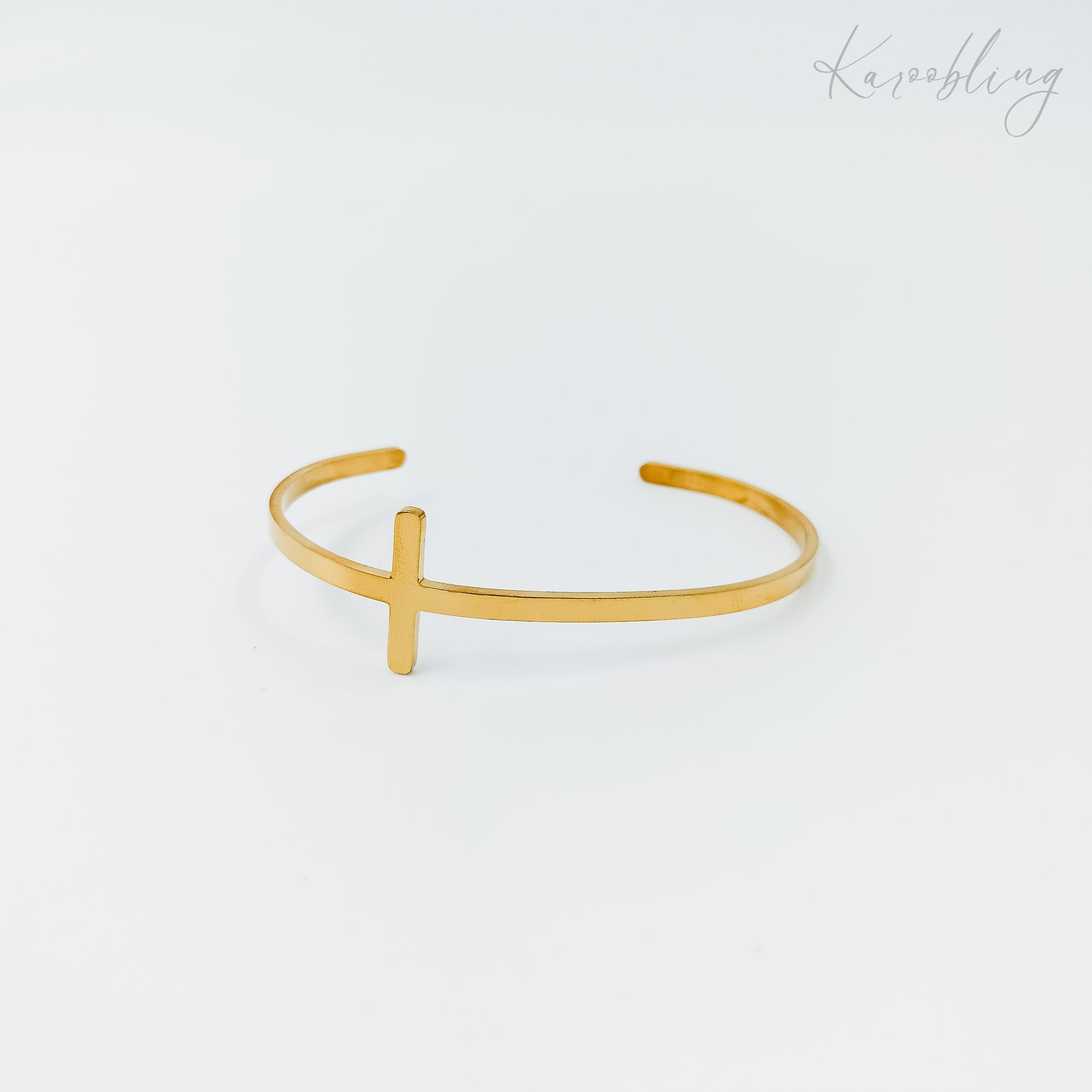 18k gold plated cross cuff bangle (water & tarnish proof)