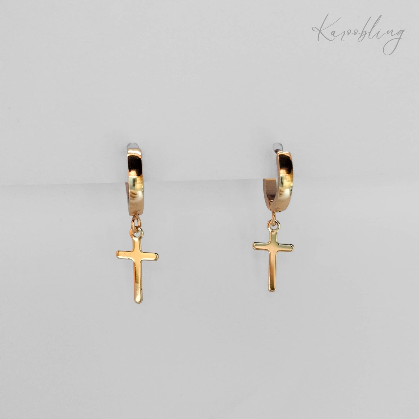 18K Gold Plated Cross Dangle Earrings