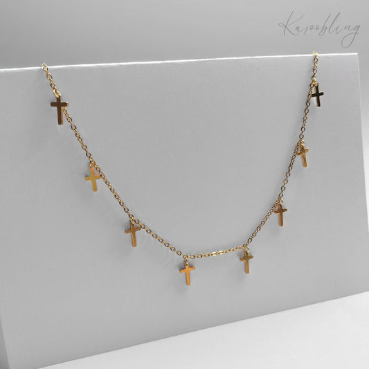 18K Gold Plated Divine Crosses Necklace