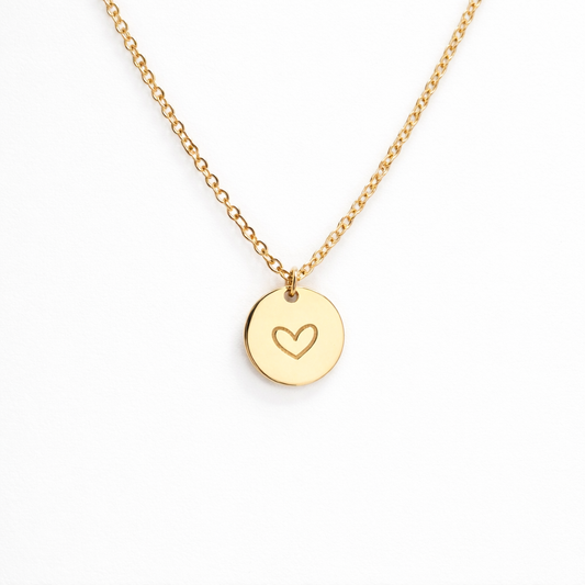 18k gold plated heart disk necklace (water & tarnish proof)