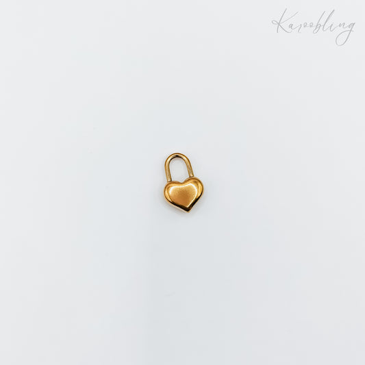 18K Gold Plated Heart Padlock Charm