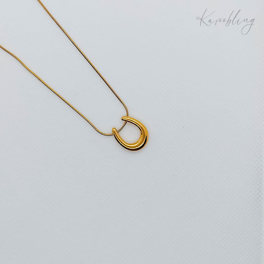 18K Gold Plated Horseshoe & Dainty Snake Chain Necklace