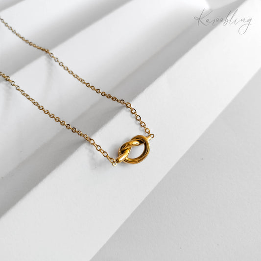 18K Gold Plated Knot Necklace - top angle
