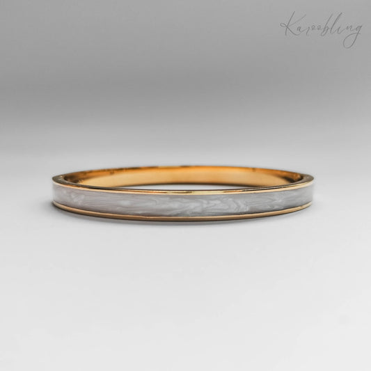 18K Gold Plated Marbled White Banded Bangle