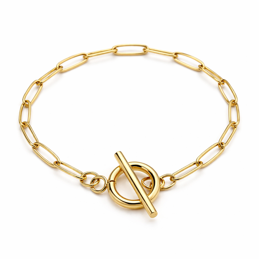 18k gold plated ot paperclip chain bracelet (water & tarnish proof)