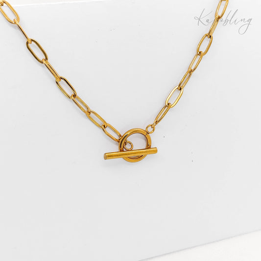 18k gold plated ot paperclip chain necklace (water & tarnish proof)