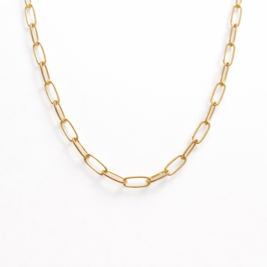 18K Gold Plated Paperclip Chain Necklace (water & tarnish proof)