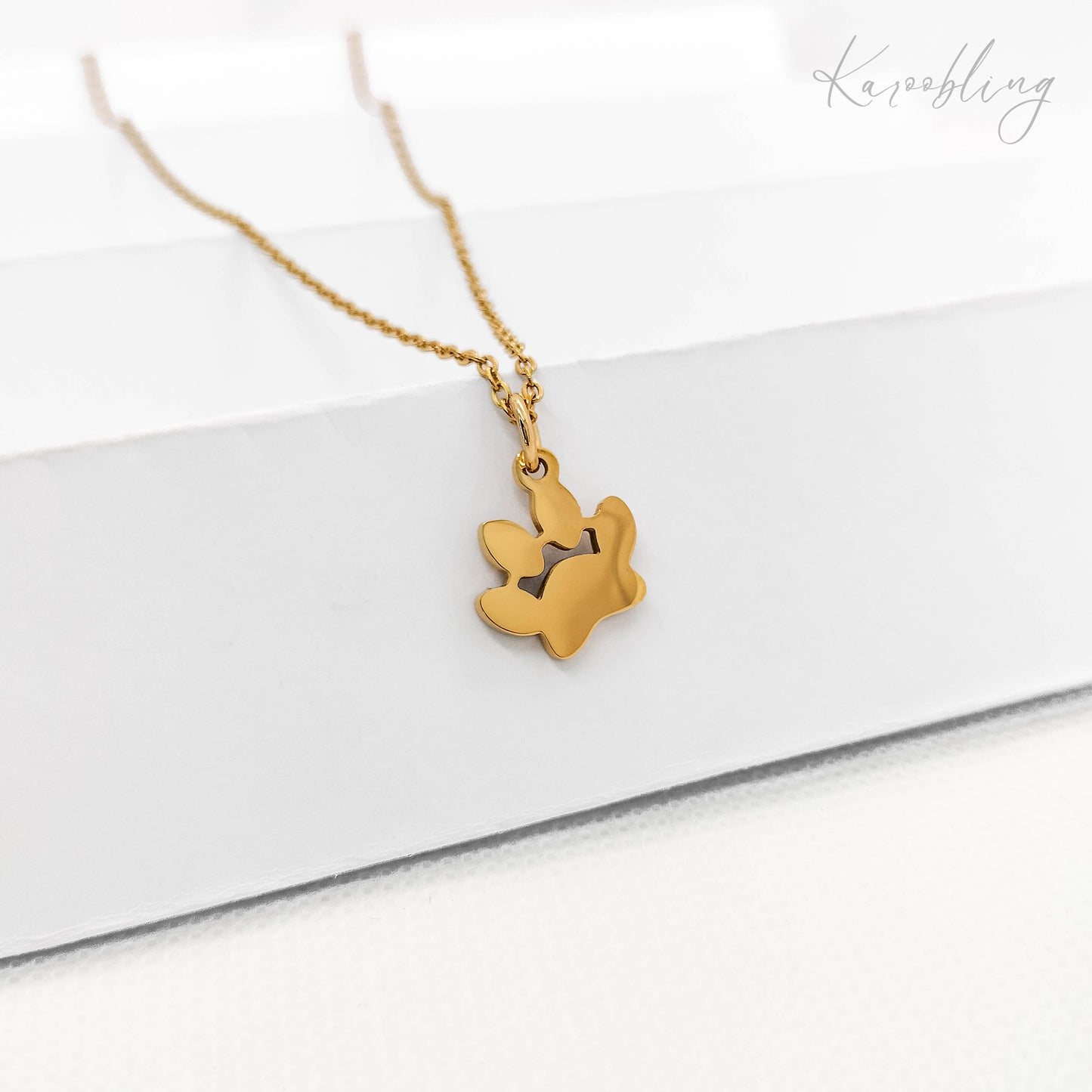 18K Gold Plated Paw Print Pendant Necklace (Water & Tarnish Proof)