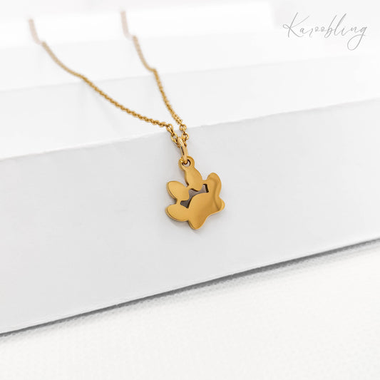 18K Gold Plated Paw Print Pendant Necklace (Water & Tarnish Proof)