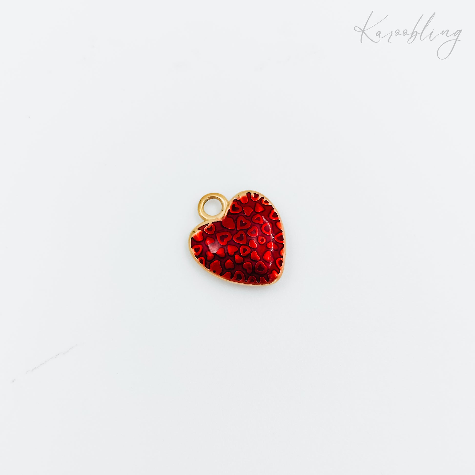 18K gold plated red enamel heart charm (water & tarnish proof)