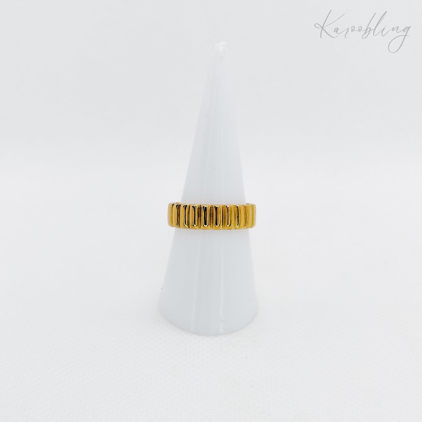 18k gold plated ribbed adjustable ring (water & tarnish proof)