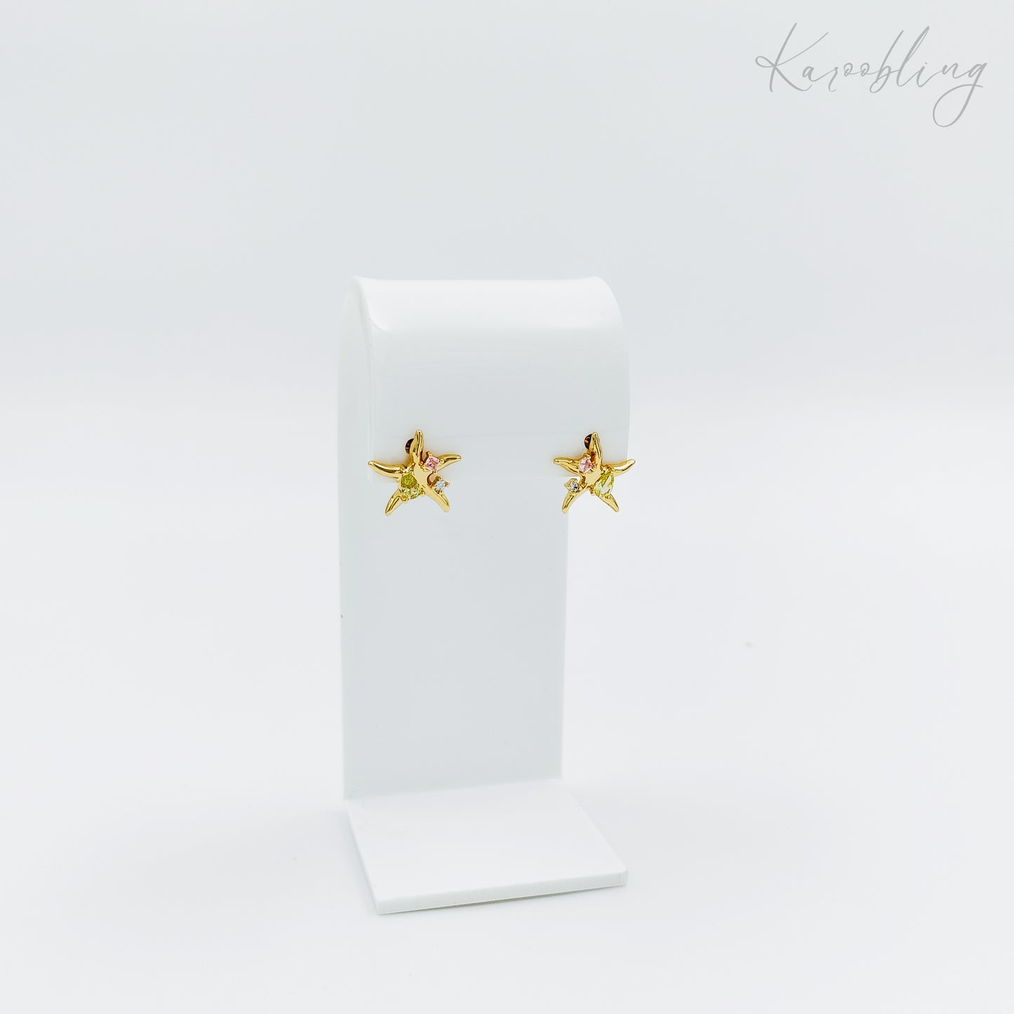 18k gold plated starfish cubic zirconia stud earrings (water & tarnish proof)