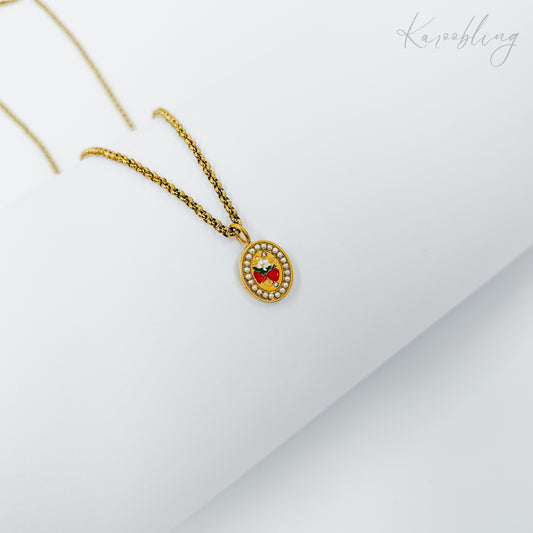 18k gold plated strawberry pendant necklace (water & tarnish proof)