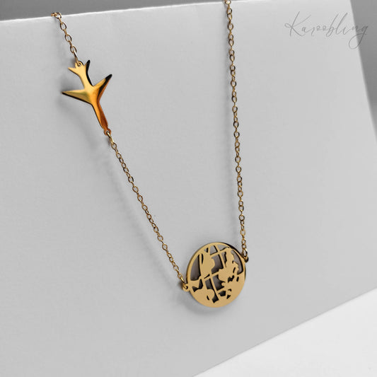 18K Gold Plated Travellers Pendants Necklace