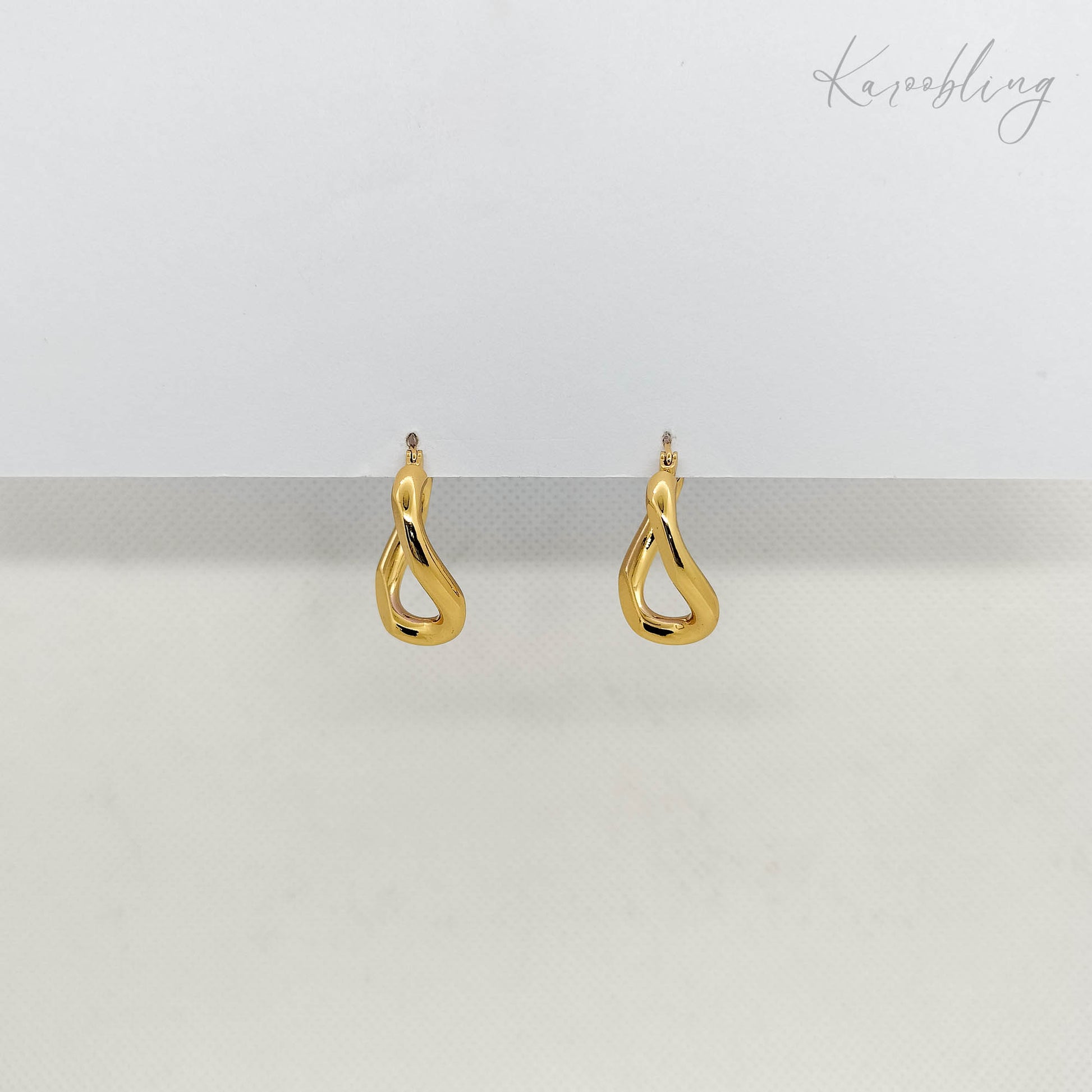 18K Gold Plated Twisted Hoop Earrings - front