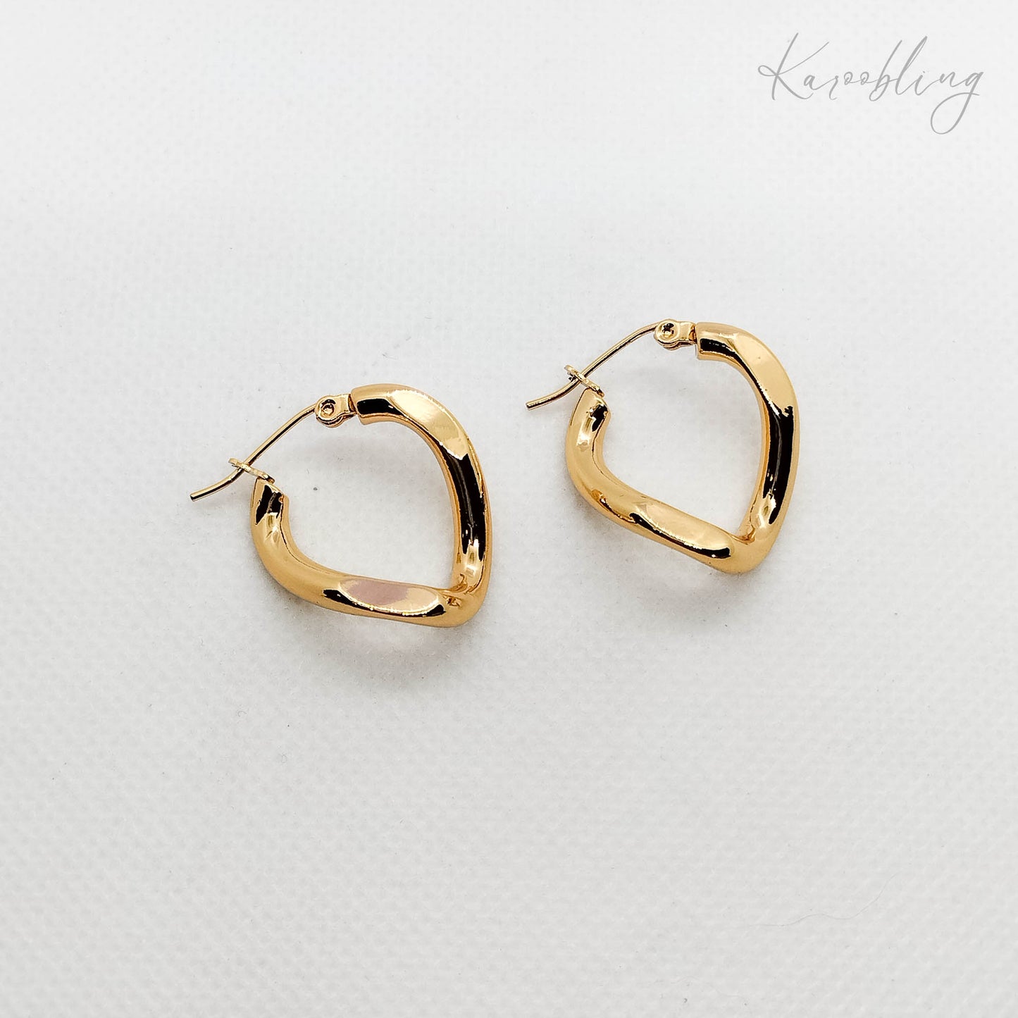 18K Gold Plated Twisted Hoop Earrings - side top