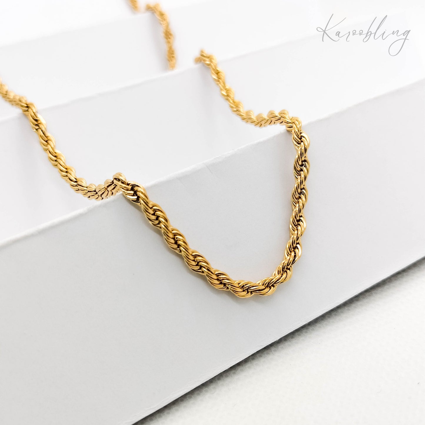 18k gold plated twisted rope chain necklace (water & tarnish proof)