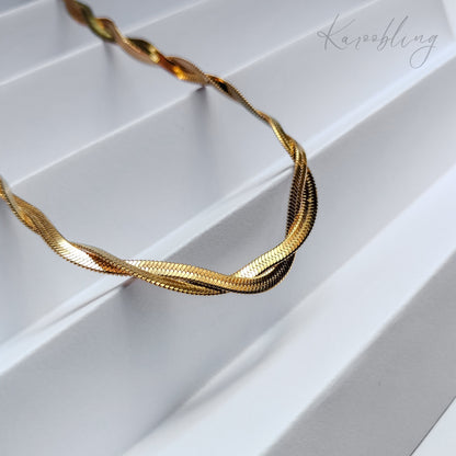 18K Gold Plated Braided Snake Chain Necklace