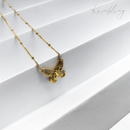 18K Gold Plated Detailed Butterfly Necklace