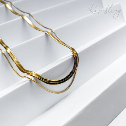 18K Gold Plated Double Snake Chain Necklace