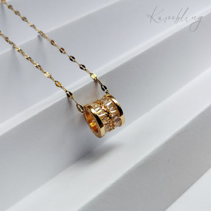 18K Gold Plated Drum Roll Necklace