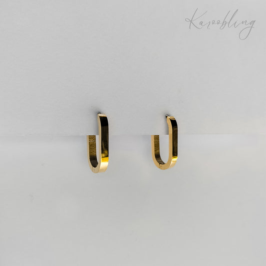 18K Gold Plated Flat Oval Hoop Earrings