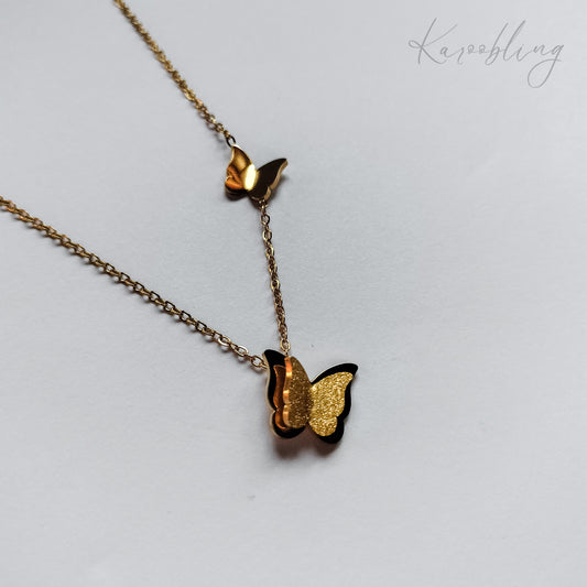 18K Gold Plated Glitzy Butterfly Necklace