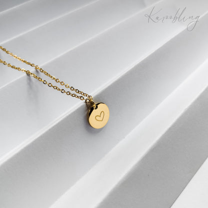 18K Gold Plated Love Lace Disk Necklace