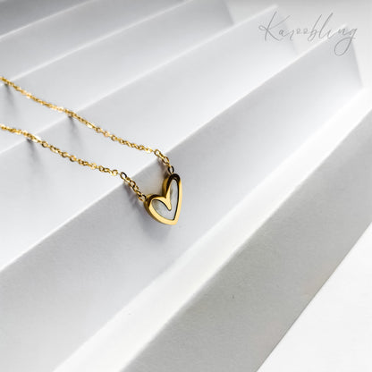 18K Gold Plated Milky White Heart Necklace