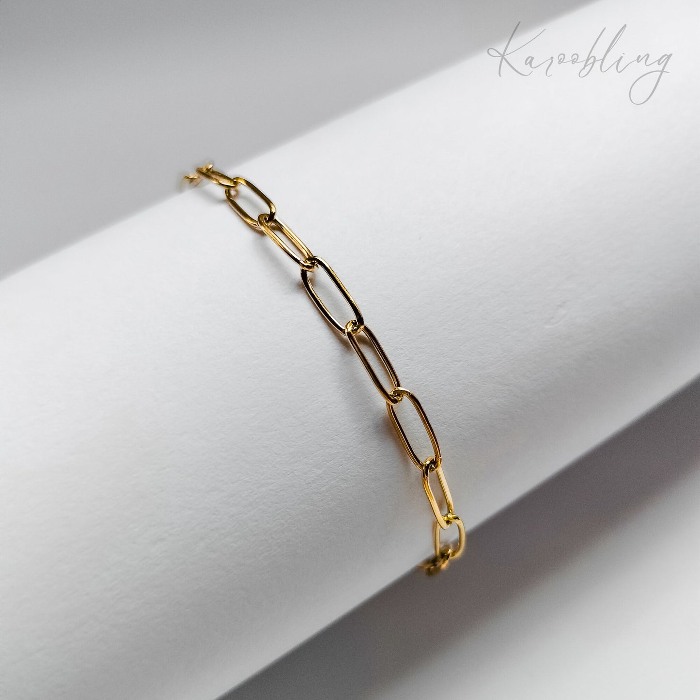 18K Gold Plated Paperclip Link Chain Bracelet