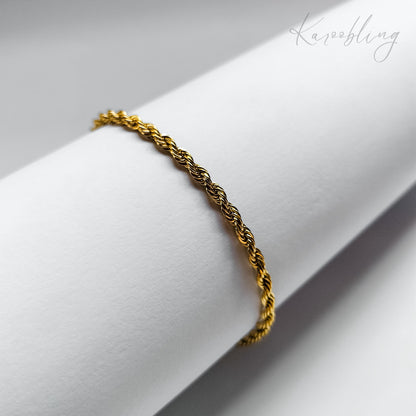 18K Gold Plated Twisted Rope Chain Bracelet