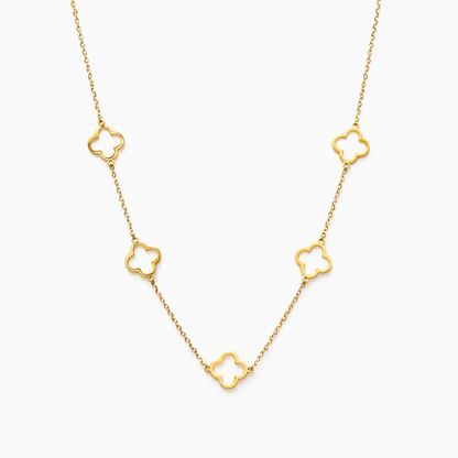18k gold plated clover necklace, water and tarnish proof packshot