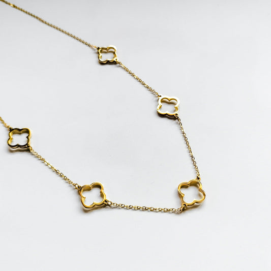 18k gold plated clover necklace, water and tarnish proof