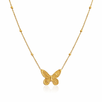 18k gold plated detailed butterfly necklace, water and tarnish proof packshot