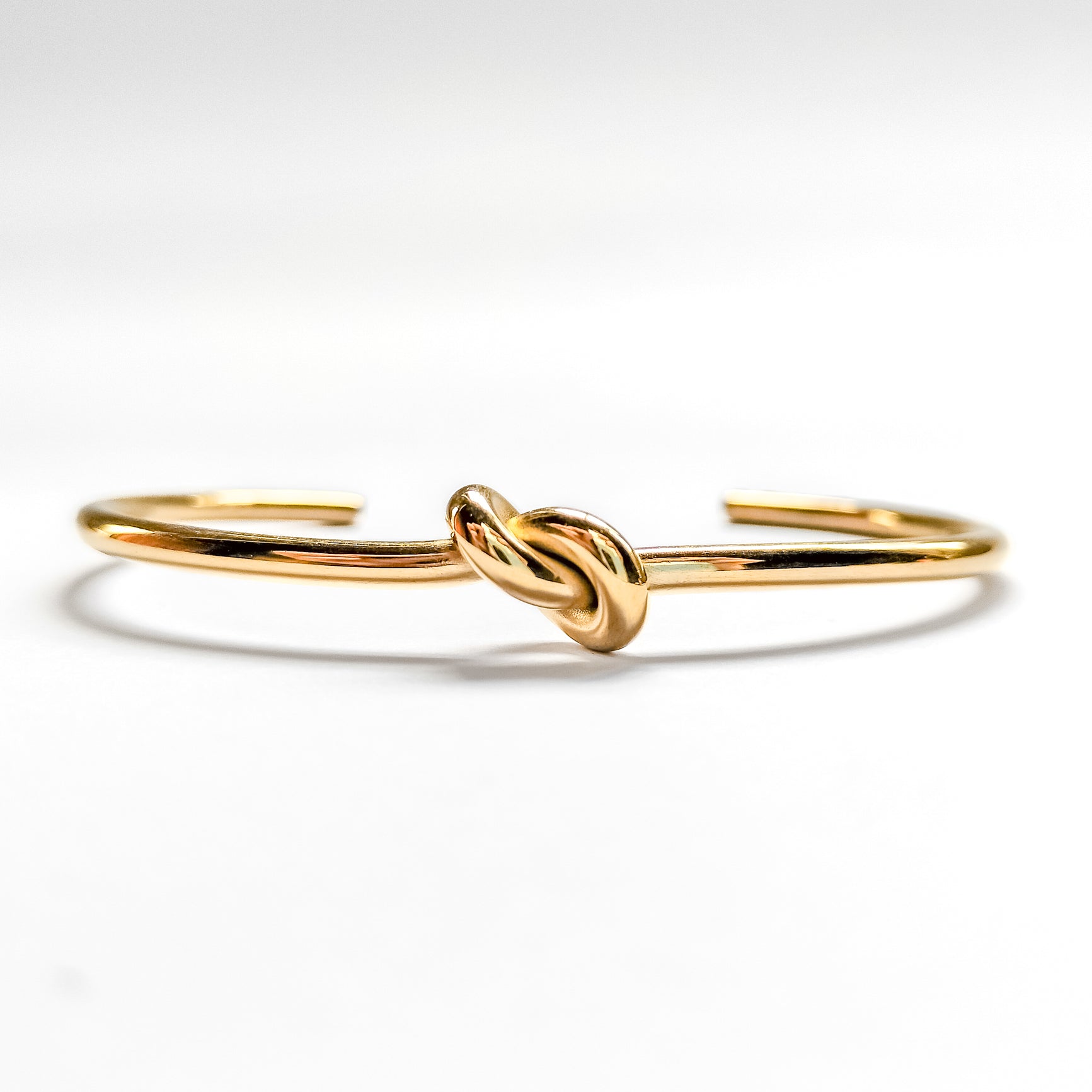 18k gold plated knot bangle, water and tarnish proof