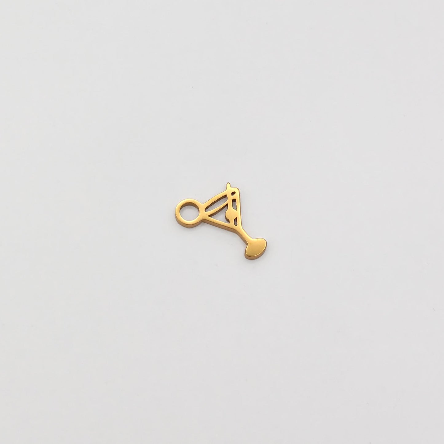 18k gold plated martini glass charm, waterproof and tarnish resistant