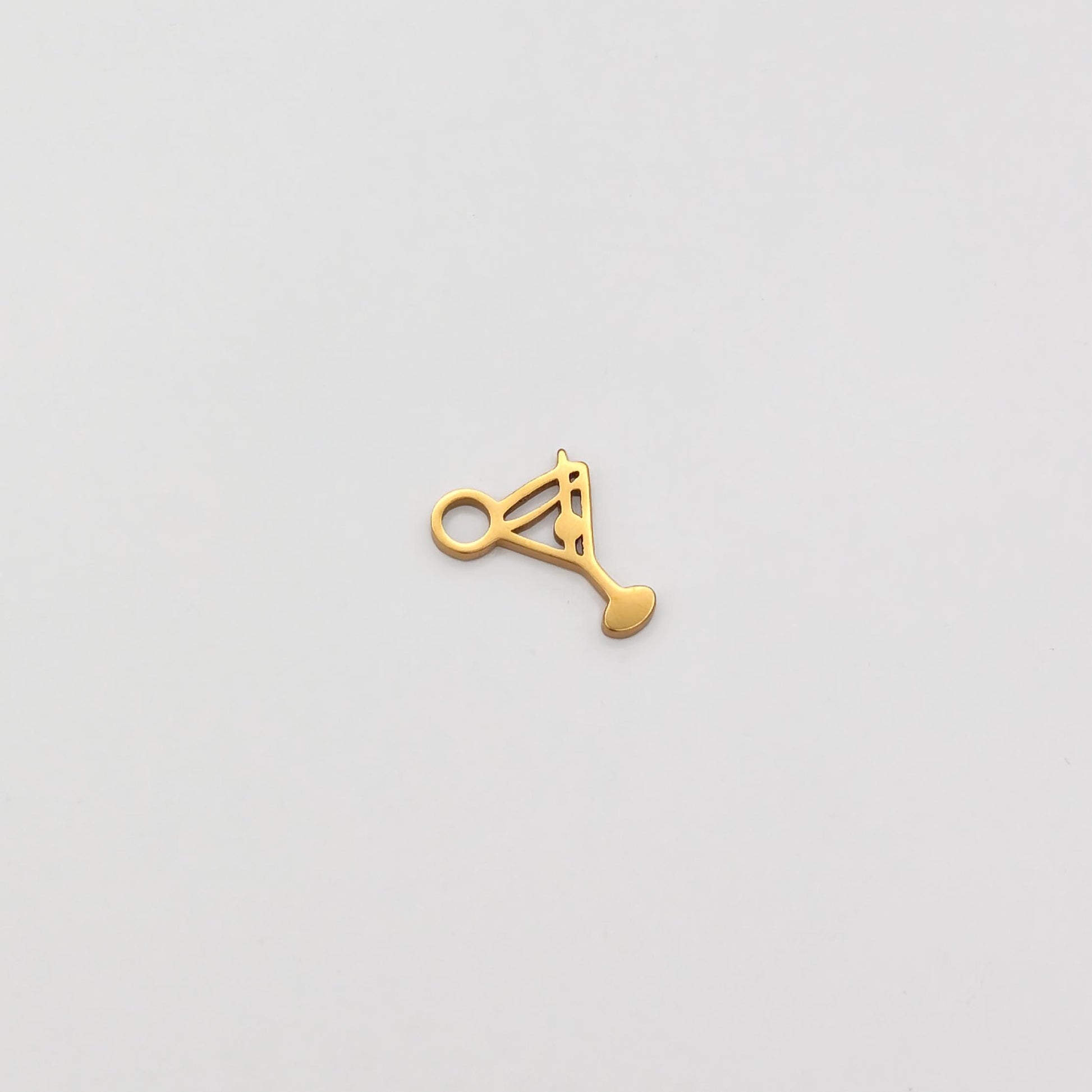 18k gold plated martini glass charm, waterproof and tarnish resistant