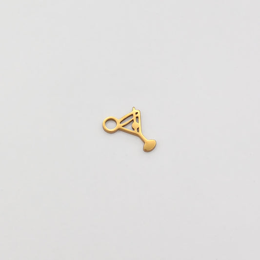18k gold plated martini glass charm, waterproof and tarnish resistant