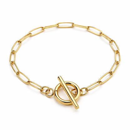 18k gold plated ot paperclip chain bracelet, water and tarnish proof packshot