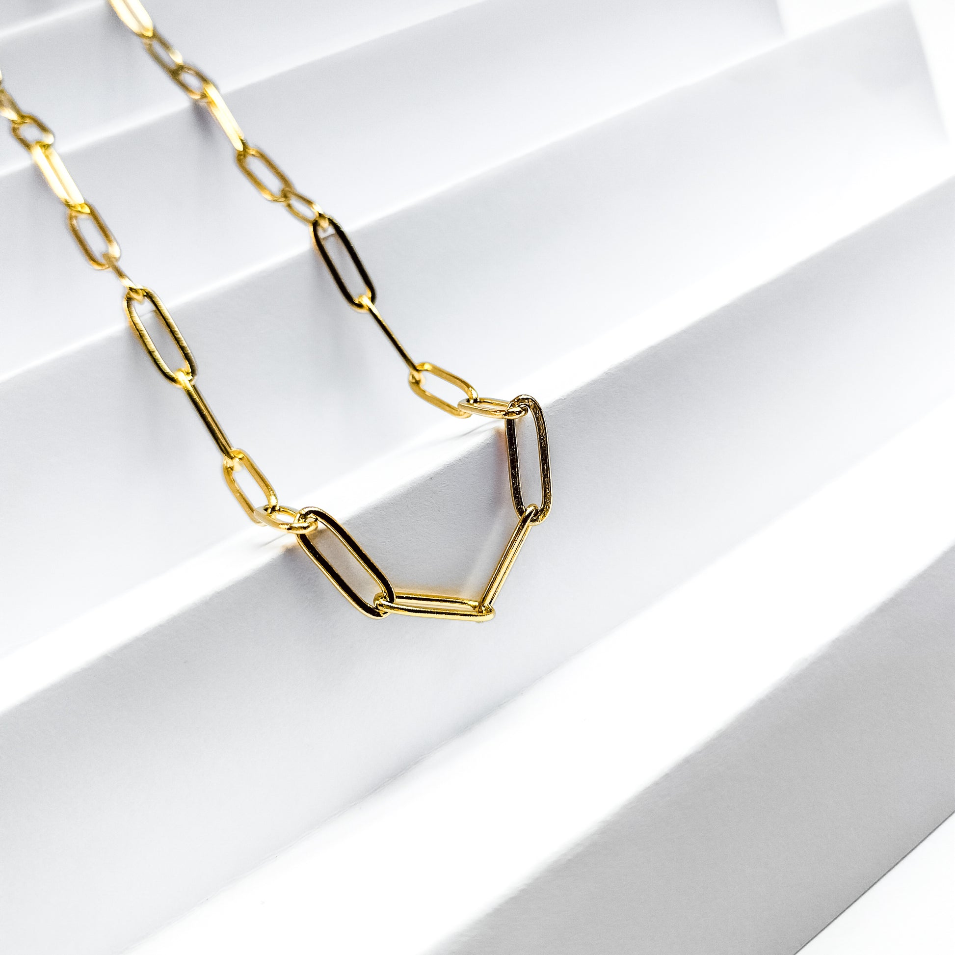 18k gold plated paperclip chain necklace, water and tarnish proof